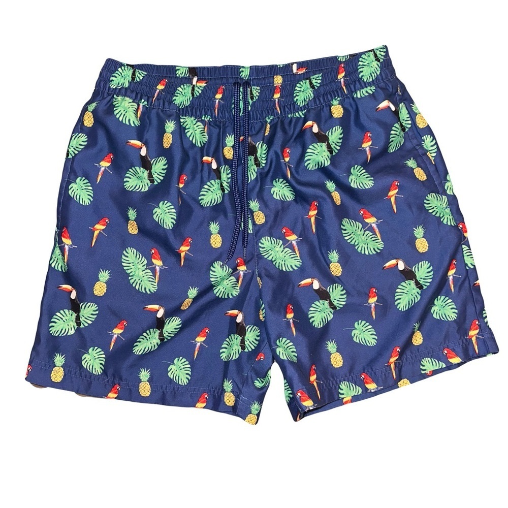 Roundtree & Yorke Caribbean Tropical Bird Swim Shorts Medium Excellent Condition